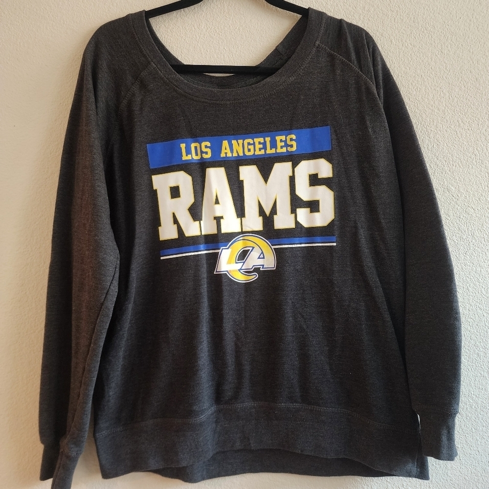 NFL Womens Los Angeles Rams Crew Sweatshirt Long Sleeve Charcoal Gray Size XL